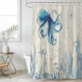 thumbnail image 4 of Blue Octopus Coastal Bathroom Shower Curtains with 12 Hooks Waterproof Shower Curtain for Stalls and Bathtubs Coral Summer Beach Nautical Ocean Beige Decorative Bathroom Privacy Curtain 72x78 Inches, 4 of 9