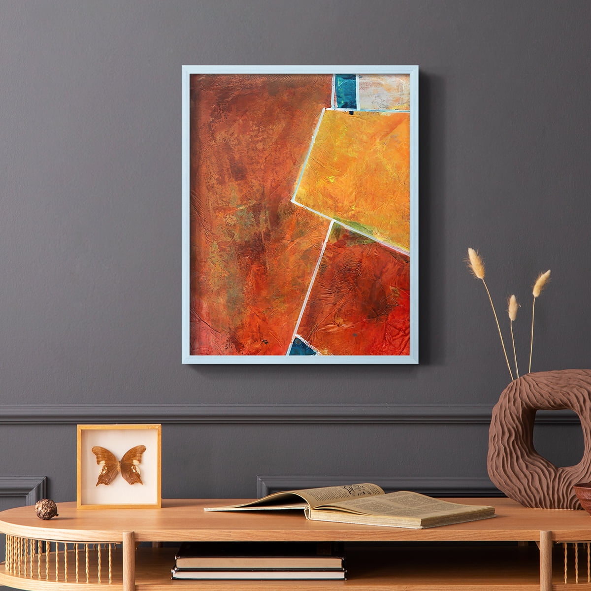 Primary Connection I Framed Print in Blue Solid Wood Framed Print No Nail Hanging