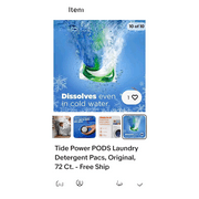 Tide Power PODS + Ultra OXI with Odor Eliminators Laundry Detergent Pacs (72 Ct)