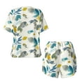 thumbnail image 5 of Kdxio Watercolor Leaves Print Pajamas Sets for Women Short-Sleeved Pjs with Lounge Shorts Two Piece Sleepwear S-4XL, 5 of 9