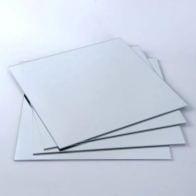 6 piezas de hojas de espejo flexibles, azulejos de espejo cuadrados, pegatinas de pared de espejo autoadhesivas, espejo de plástico DIY para decoración del hogar
