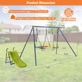 thumbnail image 2 of GVN Swing Playset,4-in-1 Heavy-Duty Metal Playset with Slide and Basketball Hoop, 2 of 4