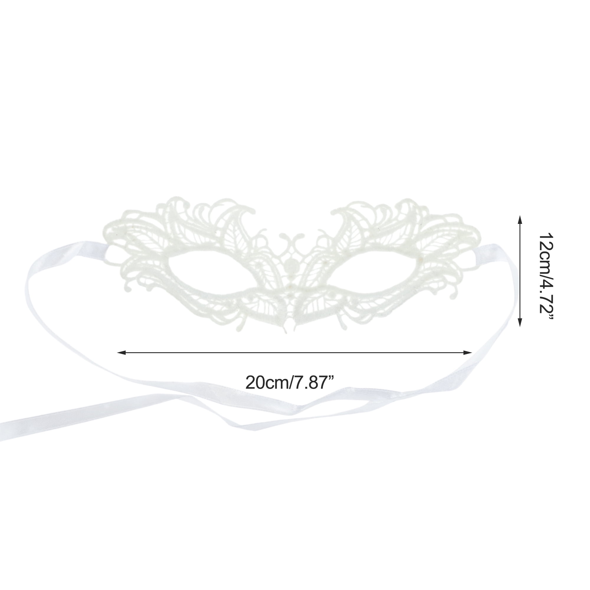 Unique Bargains 1 Box Elegant Lace Half Face Party Mask White Pattern 4