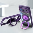 thumbnail image 6 of Designed for Google Pixel 8a Crystal Clear Back Case, Luxury Case with Lens Protector Drop Protective Magnetic Rotating Ring Kickstand Shockproof Thin Fit Phone Case Cover, Darkpurple, 6 of 7