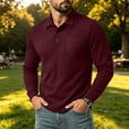 thumbnail image 5 of Mifsaly Mens Long Sleeve Shirts Waffle Knit Lapel Collar Blouses Casual Daily Golf Shirts for Spring Fall Wine,XXL, 5 of 8