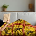 thumbnail image 3 of Orange Soft Flannel Fleece Throw Blanket, Patterns Aboriginal Native Culture Arrangement, Cozy Plush for Indoor and Outdoor Use, 70" x 90", Coral Black Yellow, by Ambesonne, 3 of 5