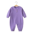 thumbnail image 5 of Loopsun Newborn Romper Solid Long Sleeve Crew Neck Jumpsuit for 3-24M, 5 of 5