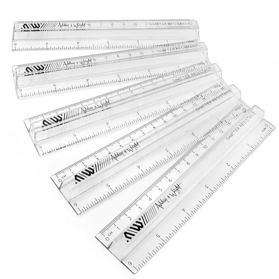 Ashton and Wright - 6 Inch / 15cm Raised Rulers - Shatter Resistant - Pack of 10 - Clear