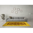thumbnail image 3 of Ahgly Company Machine Washable Indoor Square Oriental Yellow Industrial Area Rugs, 7' Square, 3 of 4