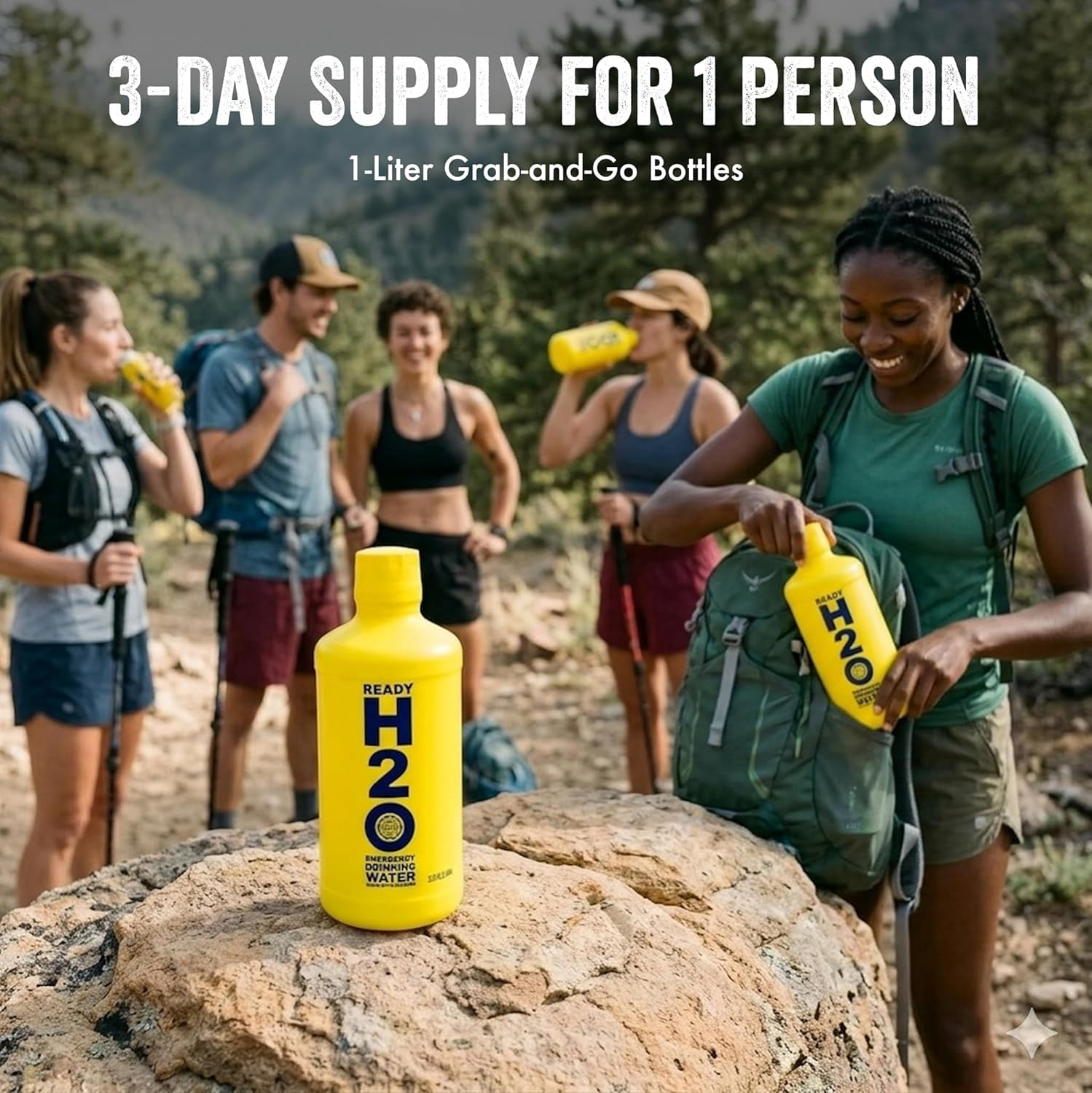 Ready H2O Emergency Drinking Water 12 Pack (1 Liter Bottles) – 20 Year Shelf Life, Long Term Water Storage, 3 Day Survival Supply for Disaster Preparedness & Emergency Kits