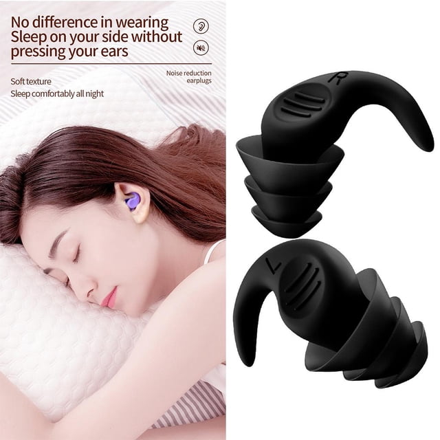 Tapones para los oídos para dormir reducción de ruido tapones para los oídos cómodos tapones para los oídos de silicona Bloqueo de sonido tapones para - Negro Baoblaze Tapones para los oídos