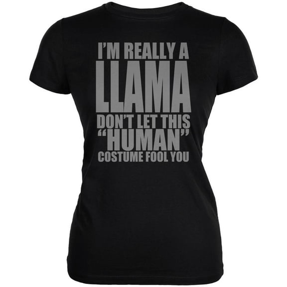 Halloween Human Llama Costume Juniors Soft T Shirt Black LG