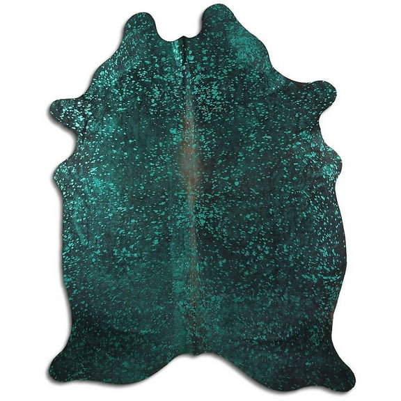 Delicious cowhide rugs for sale GREEN METALLIC ON BLACK rug
