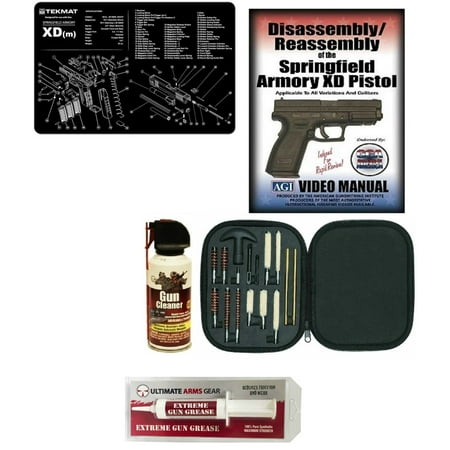 Extreme Pc - AGI DVD Springfield Armory XD (m) XDm & Reassembly + Ultimate Arms Gear Gunsmith Cleaning Gun Mat + Professional Cleaning Supplies Kit 17 pc Cleaning Kit + Gun Cleaner Spray Can + Extreme Gun Grease
