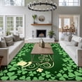 thumbnail image 4 of Area Rug 60×96in, St. Patrick's Day Irish Clovers Leaves Floor Carpet Living Room Rug, Lucky Shamrock Hat on Green Non-Slip Welcome Mat Indoor Rugs for Bedroom Dining Room, 4 of 9
