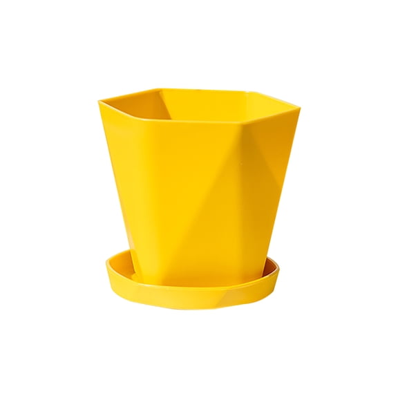 Flower Pots, Zzbeans Thick Plastic Planters with Drainage Holes, Large Resin Planter for Indoor Outdoor Balcony Garden Windowsill Decor, Yellow
