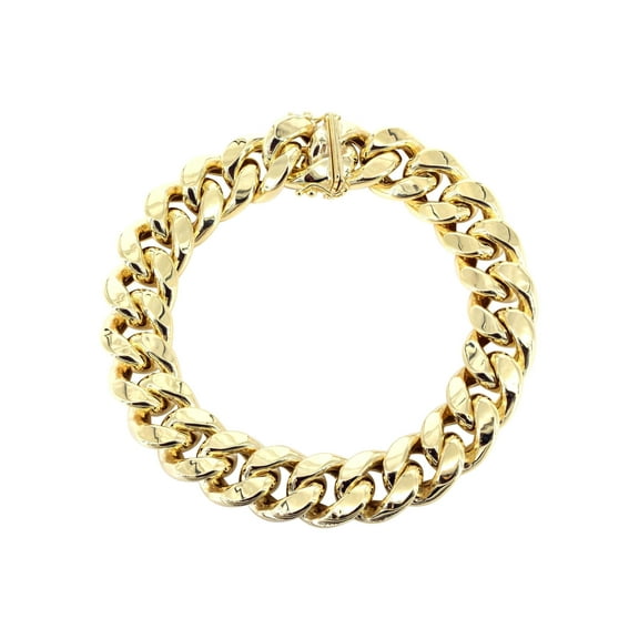 Semi Solid Womens Miami Cuban Link Bracelet 10K/14K Yellow Gold