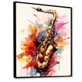 thumbnail image 2 of Designart "Swing Of Vibrant Saxophone I" Music Floater Framed Canvas Art Print, 2 of 5