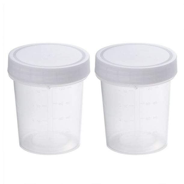 2Pcs 120ML Practical Plastic Specimen Cup with Scale Urine Container ...