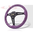 thumbnail image 4 of AJP Distributors Universal 14" 350mm 6 Bolts Holes Aluminum Steering Wheel Light Weight Purple Wood Grain Black Deep Dish 3 Spoke Heavy Duty + Horn Button Replacement JDM VIP Sport, 4 of 5