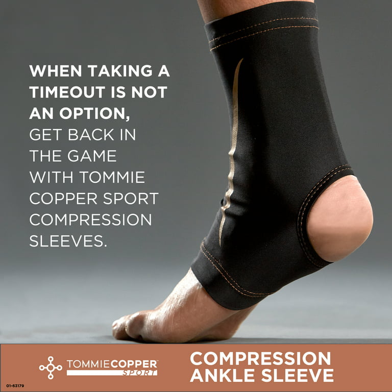Tommie Copper Sport Compression Ankle Sleeve, Black, Small/Medium, Support  Brace, 1 Count per Pack 