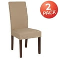 thumbnail image 4 of BizChair Set of 2 Greenwich Series Beige Fabric Upholstered Panel Back Mid-Century Parsons Dining Chairs, 4 of 10
