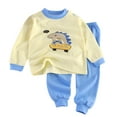 thumbnail image 1 of dmqupv Satin Girls Pajama Set Childrens Comfortable And Breathable Long Sleeved Home Clothes Cute Cartoon Pattern Pajama Set Sky Blue,Size for 5-6 Years, 1 of 3