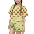thumbnail image 2 of Amidoa Girls Summer 2 Piece Outfits Cute Floral Short Sleeve and Elastic Waist Shorts Kids Clothing Set Green Size 5T Green Size 5T, 2 of 6
