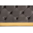 thumbnail image 3 of Verene Glam and Luxe Grey Velvet Fabric Upholstered Gold Finished Square Cocktail Ottoman, 3 of 5