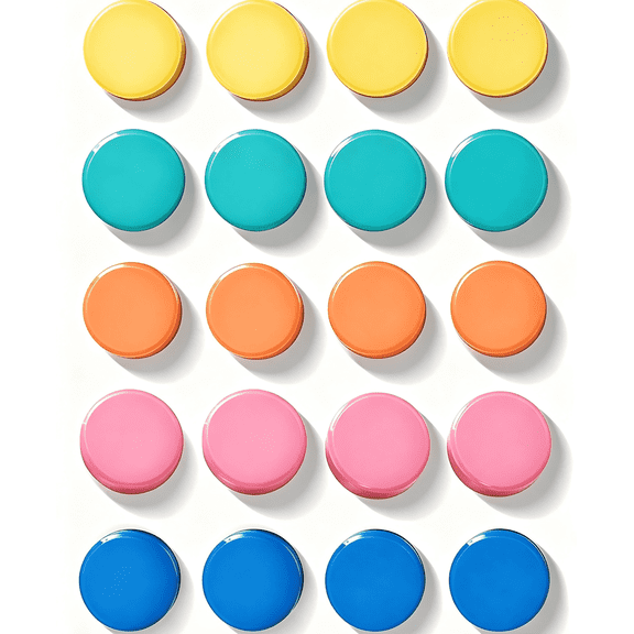 20Pcs 5-Color Round Whiteboard Magnets, Strong Small 0.8" Circle Magnets for Fridge Office Classroom