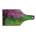 thumbnail image 2 of Japanese Cutting Board, Sakura Flowers Trees in Spring Garden Landscape Floral Pink Blossom Pattern, Tempered Glass Cutting and Serving Board, Wine Bottle Shape, Pink and Green, by Ambesonne, 2 of 5