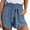 Blue, variant on XIMIN Lady Loose Shorts High Waisted Shorts Striped Ruffle Elastic Waist Summer Beach Short with Pockets Belt Lady Casual Shorts