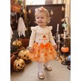 thumbnail image 5 of RUINIXCW Baby Girl First Halloween Outfit Fashion Long Sleeve Pumpkin Embroidery Tops with Tulle Skirt, Headband 3Pcs Fall Set, 5 of 9