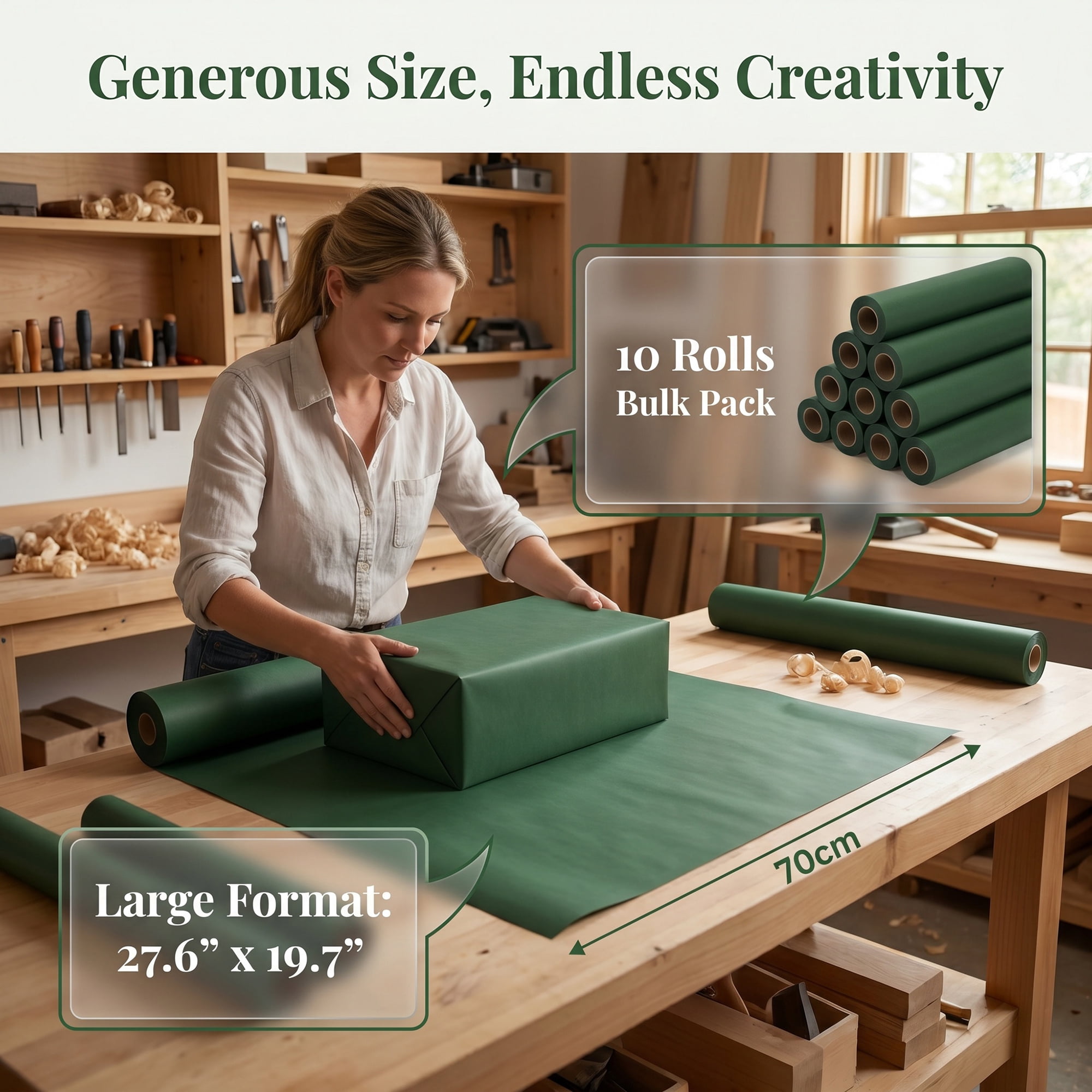 Unique Bargains Gift Matte Anti-Tear Wrapping Paper for Luxury Gift Green 27.6" x 19.7"