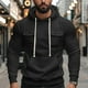 thumbnail image 1 of pstuiky camisetas de manga larga para hombre, Blusa de moda para hombre, de color liso, con capucha, manga larga, cordón ajustable y botones en los bolsillos. salir tops m, 1 of 9