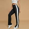 thumbnail image 4 of Four Seasons Casual Women's Side Stripes Slit Bottom Stretch High-Waisted Pants Straight Pants Track Pants, 4 of 7