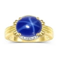 thumbnail image 3 of RYLOS Rings for Women 14K Gold Plated Silver Ring 12X10MM Gemstone &  Diamonds Great Ring for Middle or Pointer Finger Blue Star Sapphire Jewelry Size 10.5, 3 of 7