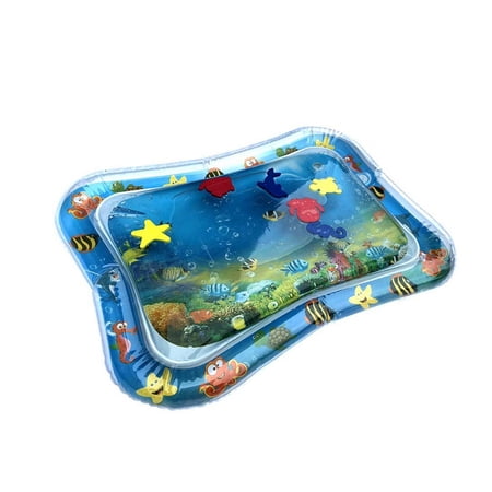 Inflatable Baby Water Mat, PVC Tummy Time Water Mat Fun Activity Play Center for Infants & Kids &Toddlers, Early Education Inflatable Patted Water Play Pad Cushion, 26 x 20'', Blue