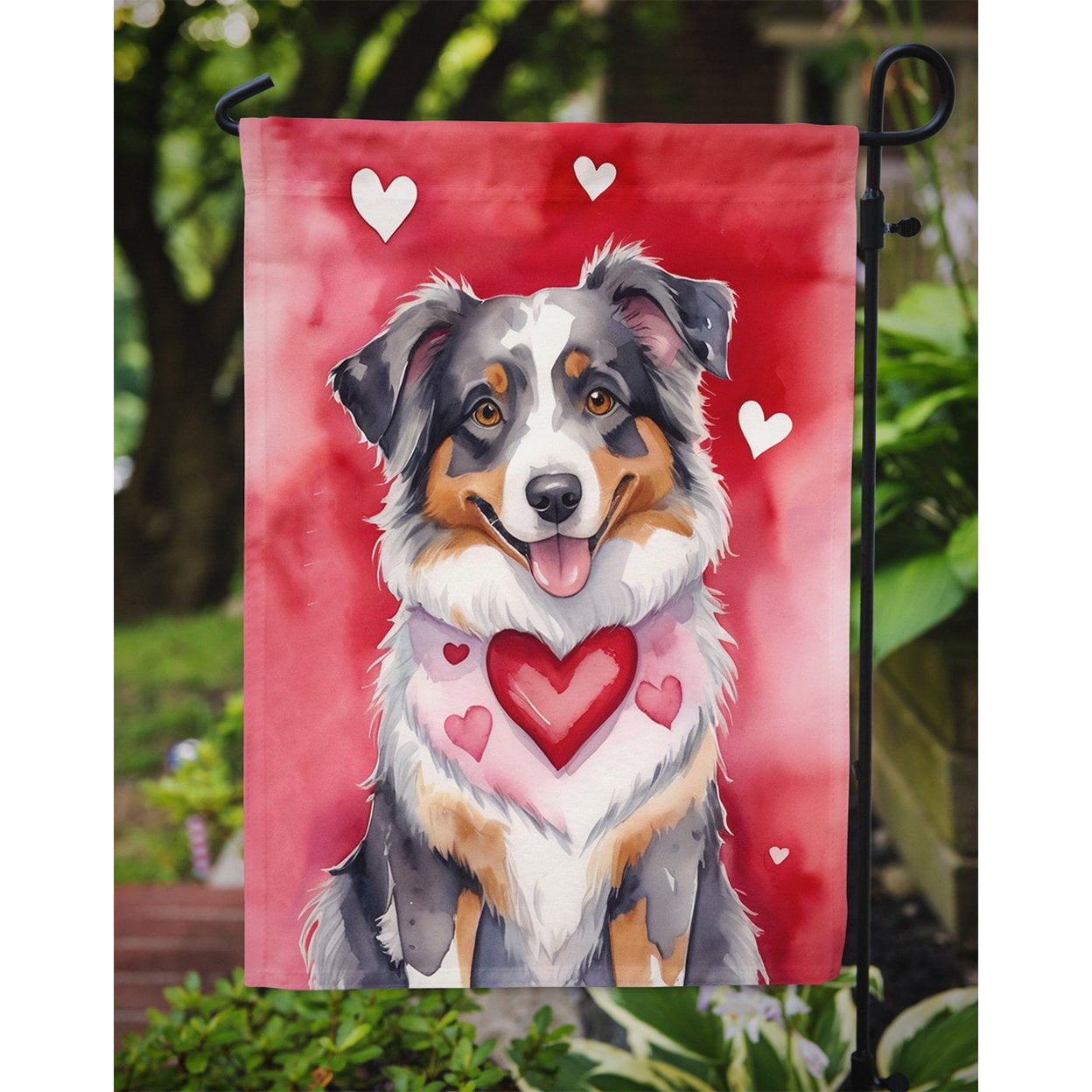 Australian Shepherd My Valentine Garden Flag 11.25 in x 15.5 in