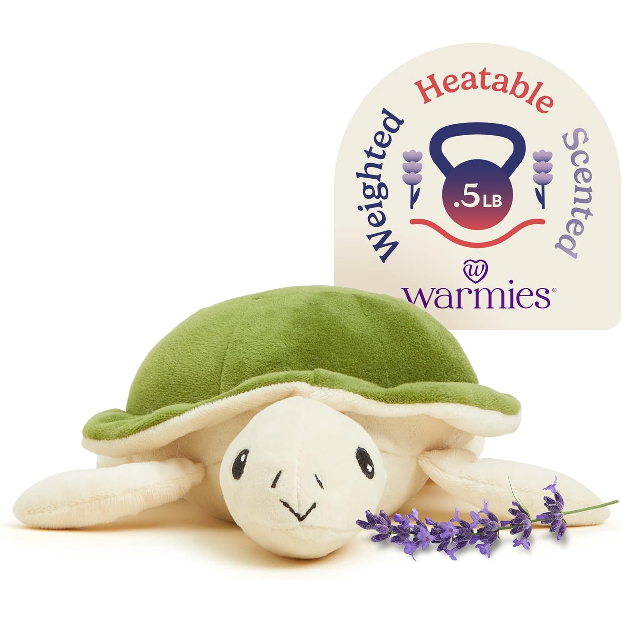 Warmies Microwavable & Weighted Turtle Plush Small 0.5 lb Lavender Scented Heatable & Freezable Comfort Toy