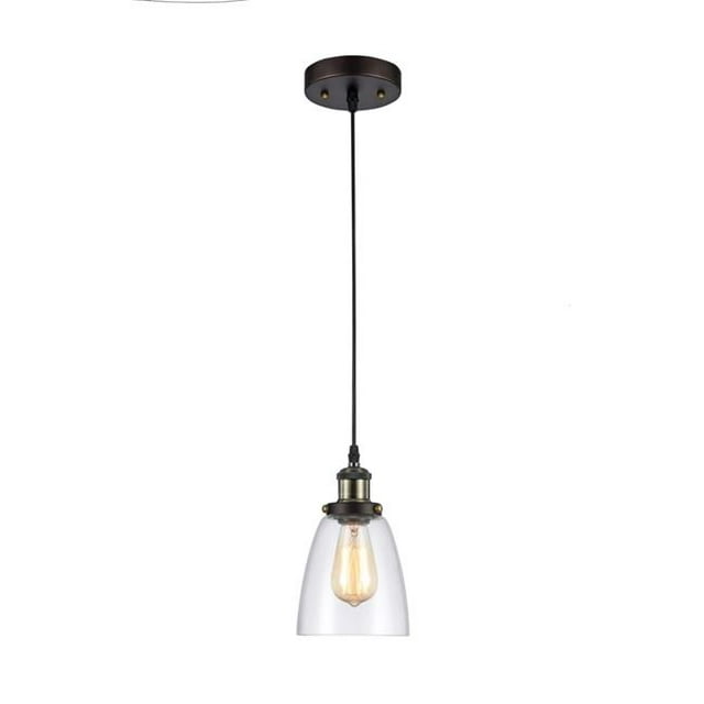 6 in. Shade Lighting Ironclad Industrial-Style 1 Light Ceiling Mini Pendant - Oil Rubbed Bronze