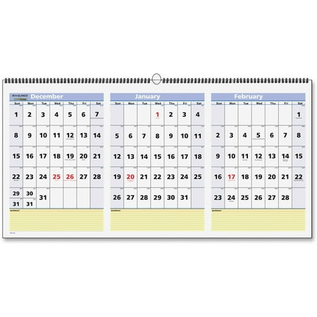 At-A-Glance QuickNotes 3-Month Horizontal Wall Calendar