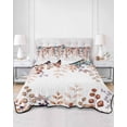 thumbnail image 2 of Quilts Twin-XL Size Bedding Set, Brown Eucalyptus Fall Lightweight Quilted Comforter, Botanical Weeping Leaves Pastoral Soft Reversible Bedspread Coverlet with Pillow Covers for All Season, 68" x 98", 2 of 7