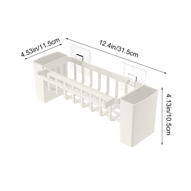Organizador de fregadero de cocina con bandeja de drenaje automático, soporte para esponja, jabón, cepillo, tapón de fregadero, estante de almacenamiento de encimera grande de plástico con barra para