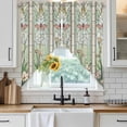 thumbnail image 4 of Butterfly Flowers Kitchen Window Curtains, Swag Curtains Valance for Bedroom Living Room Bathroom, Vintage Stained Glass Green Spring Rod Pocket Window Treatment Curtain Block Drapes 2 Panels 36"x36", 4 of 9