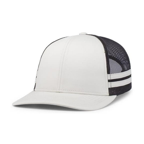 Pacific Headwear Low-Profile Stripe Trucker Cap, Birch & Light Charcoal - One Size