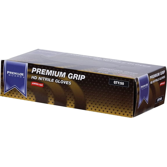 Premium Guard - Disposable Diamond textured Gloves, Powder Free, 100 gloves per Box, Size - Small (Black)