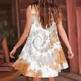 thumbnail image 4 of RQYYD Casual Dresses for Women 2024 Ruffle v Neck Loose Fit Knee Length Dresses Solid Color/Tie Dye Short Sleeve Ruched Mini Dresses, 4 of 5