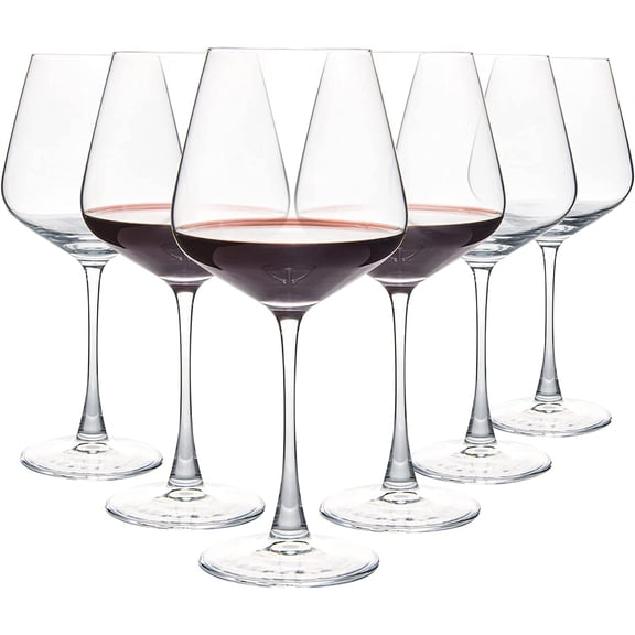 Red Wine Glasses Set of 6, 20 oz Large Burgundy Wine Glasses, Long Stem Wine Glasses for Wine Tasting, Perfect Ideal for Dinner Party, Wedding, Birthday