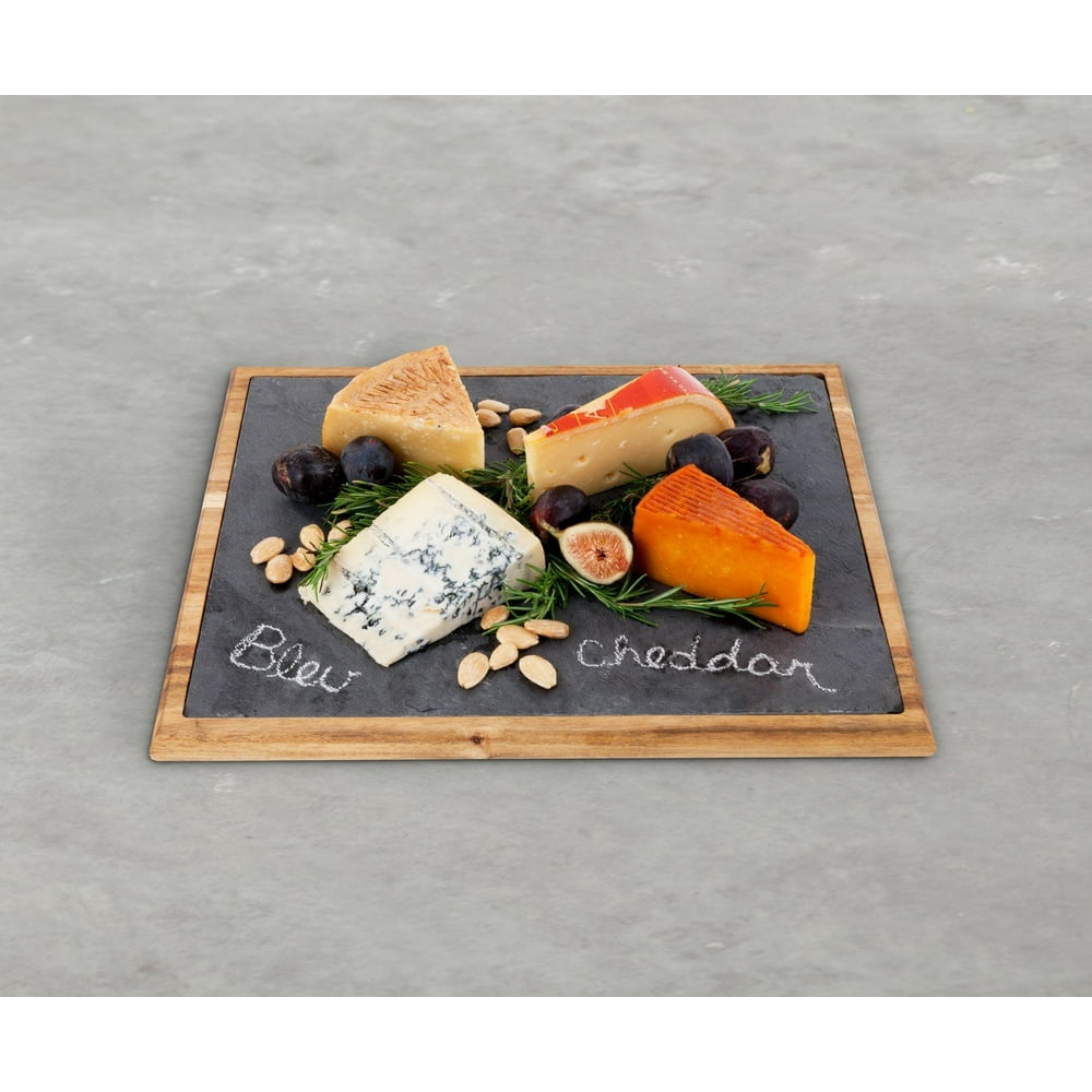 Serving Cheese Board, Large Wood Bound Slate Rustic Elegant Cheese